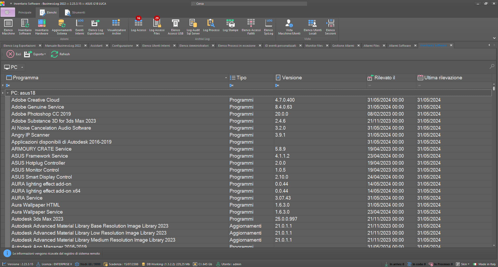 Screenshot di Business LOG - Inventario Software