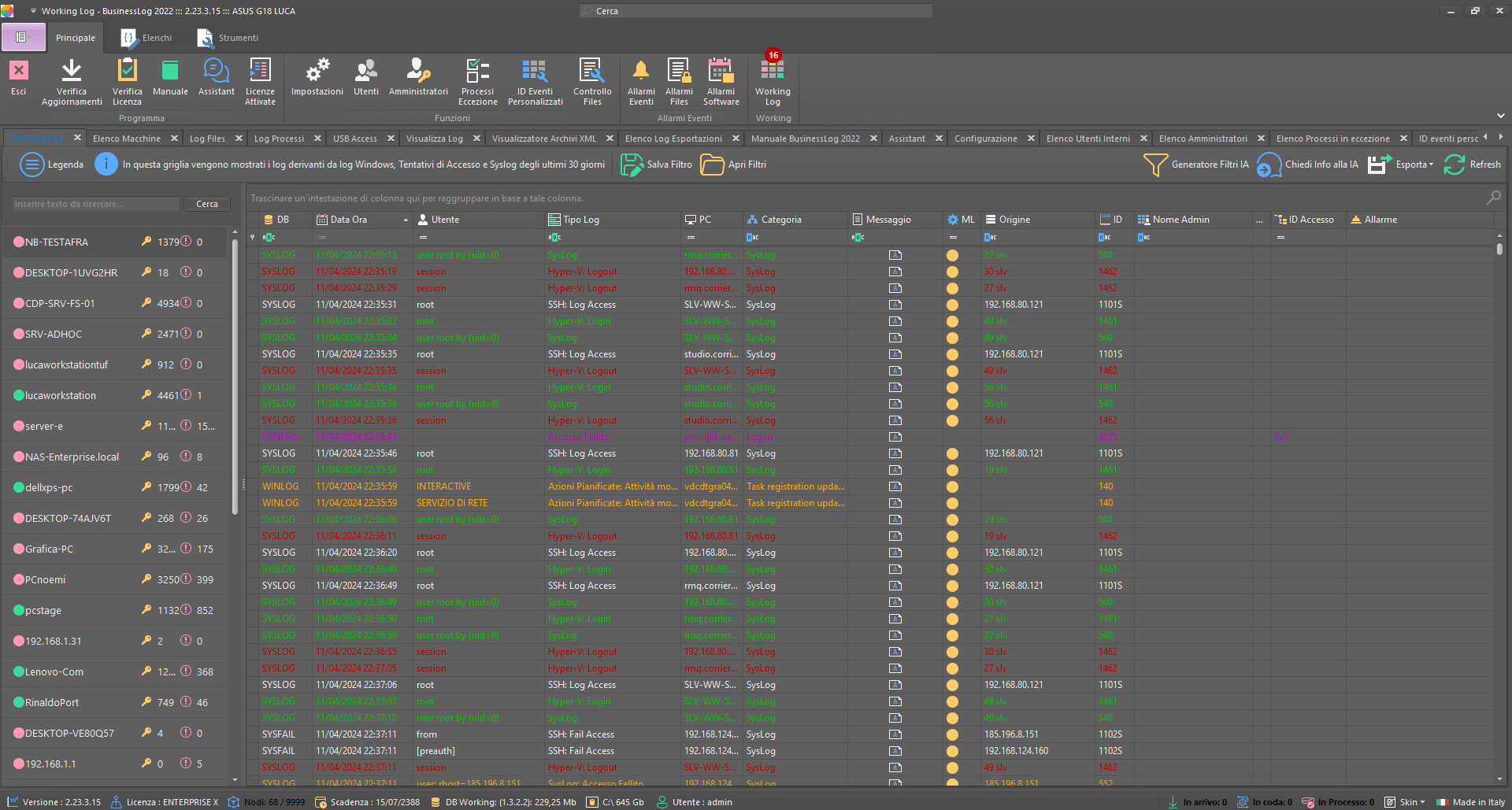 Working Log Grid